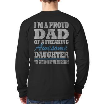 I'm A Proud Dad From Daughter Fathers Day Vintage Back Print Long Sleeve T-shirt | Mazezy