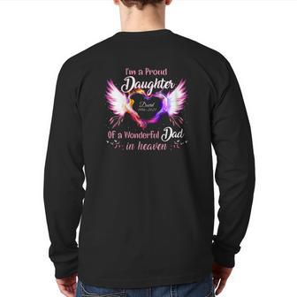 I'm A Proud Daughter Of A Wonderful Dad In Heaven David 1986 2021 Angel Wings Heart Back Print Long Sleeve T-shirt | Mazezy