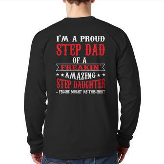 I'm A Proud Stepdad Of A Freaking Amazing Father's Day Back Print Long Sleeve T-shirt | Mazezy