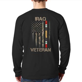 Iraq Veteran American Us Flag Proud Army Military Back Print Long Sleeve T-shirt | Mazezy AU