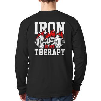 Iron Is My Therapy Bodybuilding Weight Training Gym Back Print Long Sleeve T-shirt | Mazezy UK