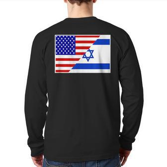 Israel And America Friendship Countries Flag Outfit Back Print Long Sleeve T-shirt - Monsterry