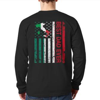 Italian Dad Italy Usa American Father's Day Back Print Long Sleeve T-shirt | Mazezy