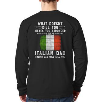 Italy Dad For Men Father's Day Tank Top Back Print Long Sleeve T-shirt | Mazezy