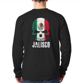 Jalisco Mexico Mexican Skull Flag Back Print Long Sleeve T-shirt | Mazezy