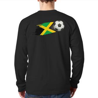 Jamaica Soccer Ball Jamaica Flag Jersey Jamaican Football Back Print Long Sleeve T-shirt - Monsterry