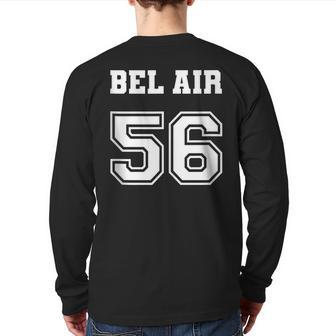 Jersey Style Bel Air 56 1956 California Vintage Muscle Car California And Merchandise Back Print Long Sleeve T-shirt | Mazezy