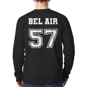 Jersey Style Bel Air 57 1957 California Vintage Muscle Car California And Merchandise Back Print Long Sleeve T-shirt | Mazezy