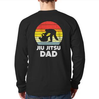 Jiu Jitsu Dad Sunset Retro Brazilian Martial Arts Men Back Print Long Sleeve T-shirt | Mazezy AU