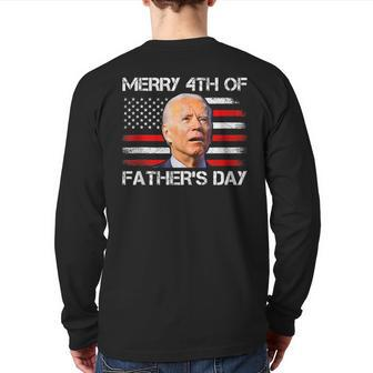 Joe Biden Merry 4Th Of Fathers Day 4Th Of July Us Flag Back Print Long Sleeve T-shirt | Mazezy