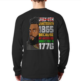 Junenth 1865 Freedom Day Afro Black King Fathers Day Back Print Long Sleeve T-shirt | Mazezy