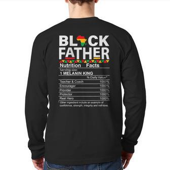 Junenth Black King Nutritional Facts Melanin Fathers Day Back Print Long Sleeve T-shirt | Mazezy