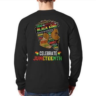 Junenth Celebrate 1865 Freedom Black King Fathers Day Men Back Print Long Sleeve T-shirt | Mazezy