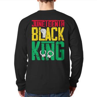 Junenth Is My Independence Day Black King Fathers Day Back Print Long Sleeve T-shirt | Mazezy