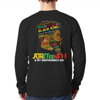 Junenth Is My Independence Day Black King Fathers Day Men Back Print Long Sleeve T-shirt | Mazezy
