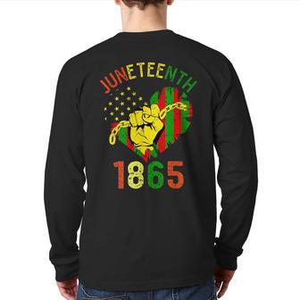 Junenth Is My Independence Day Black King Fathers Day Men Back Print Long Sleeve T-shirt | Mazezy