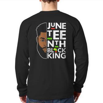 Juneteenth King Melanin Father Dad Men Son Brothers Boys Back Print Long Sleeve T-shirt | Mazezy