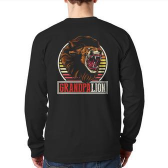 Jungle Grandfather Zoo Animal Family Grandpa Lion Back Print Long Sleeve T-shirt | Mazezy