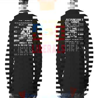 Just An Ordinary Dad Trying Not To Raise Liberals Beard Dad Back Print Long Sleeve T-shirt | Mazezy