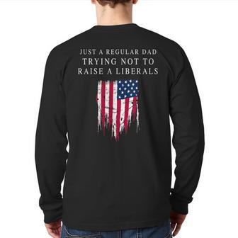 Just A Regular Dad America Flag America Patriotic Father Day Back Print Long Sleeve T-shirt | Mazezy