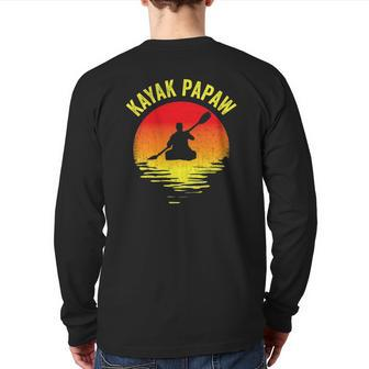 Kayak Papaw Vintage Kayaking Grandpa Kayaker Grandfather Back Print Long Sleeve T-shirt | Mazezy UK
