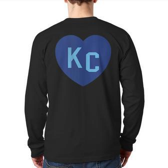 Kc Heart Kc Kansas City Kc Love Kc Powder Blue Kc 2-Letter Back Print Long Sleeve T-shirt - Monsterry CA