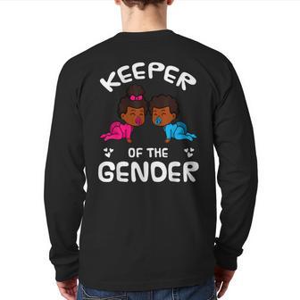 Keeper Of The Gender Reveal Announcement African American Back Print Long Sleeve T-shirt - Monsterry