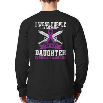 Ki Purple Ribbon Overdose Awareness Month Costume Daughter Back Print Long Sleeve T-shirt | Mazezy