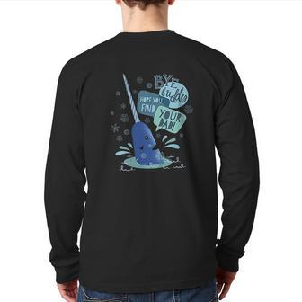 Kids Elf Narwhal I Hope You Find Your Dad Text Poster Back Print Long Sleeve T-shirt | Mazezy