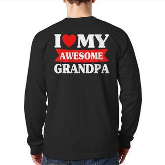 Kids Father's Day I Love My Awesome Grandpa Red Heart Back Print Long Sleeve T-shirt | Mazezy CA