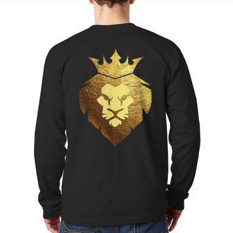 King Of The Jungle Gold King Lion Crown Back Print Long Sleeve T-shirt - Monsterry AU