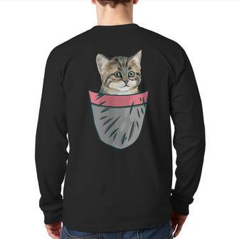 Kitty Cat In My Your Pocket Back Print Long Sleeve T-shirt - Monsterry UK