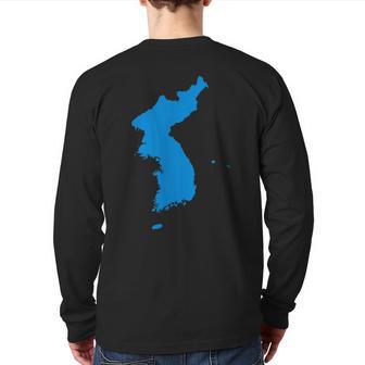 Korean Reunification Peninsula Map Back Print Long Sleeve T-shirt - Monsterry