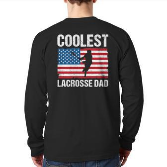 Lacrosse Dad American Flag Lax Dad Lacrosse Player Back Print Long Sleeve T-shirt | Mazezy AU