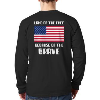 Land Of The Free Because Of The Brave Memorial Day Sale Flag Back Print Long Sleeve T-shirt | Mazezy