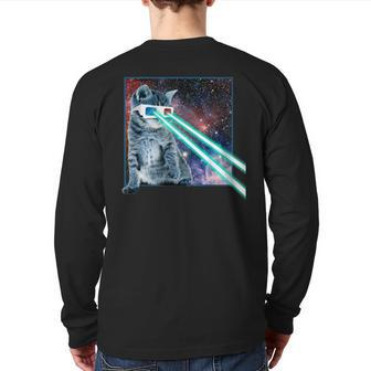 Laser Eyes Space Cat Kitty 3D Glasses Back Print Long Sleeve T-shirt - Monsterry AU