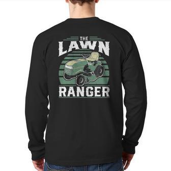 The Lawn Ranger Riding Mower Retro Mowing For Dad Back Print Long Sleeve T-shirt | Mazezy