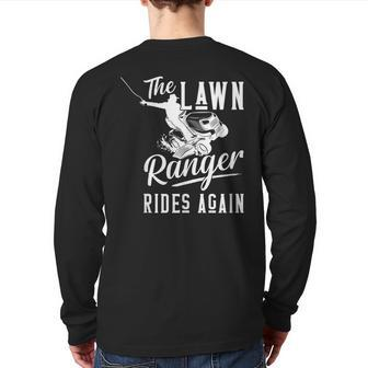 The Lawn Ranger Rides Again Lawn Tractor Mowing Back Print Long Sleeve T-shirt - Monsterry UK
