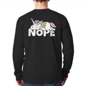 Lazy Unicorn Nope Back Print Long Sleeve T-shirt - Monsterry UK