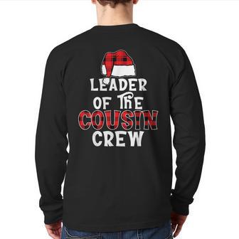 Leader Of The Cousin Crew Pajamas Xmas Buffalo Plaid Back Print Long Sleeve T-shirt - Monsterry CA