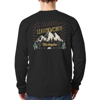 Leavenworth Washington Vintage Mountain Outdoors Back Print Long Sleeve T-shirt - Monsterry