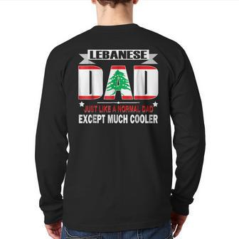 Lebanese Dad Is Much Cooler Father's Day Flag Back Print Long Sleeve T-shirt | Mazezy DE