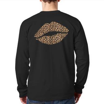 Leopard Lips Wild Lips Cheetah Animal Print Trendy Graphic Back Print Long Sleeve T-shirt - Monsterry AU