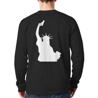 Let Freedom Ring Statue Of Liberty Picture Holding Gun Back Print Long Sleeve T-shirt - Monsterry UK