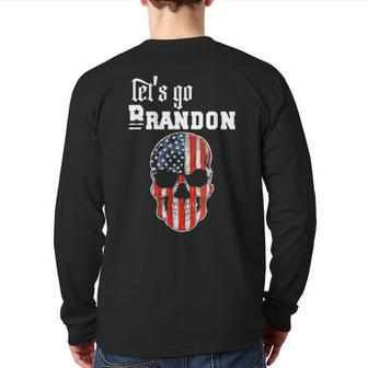 Let’S Go Brandon American Flag Skull Tee Back Print Long Sleeve T-shirt | Mazezy