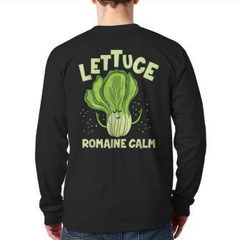 Lettuce Romaine Calm Mindfulness Vegan Yoga Lover Yogi Joke Back Print Long Sleeve T-shirt - Monsterry CA