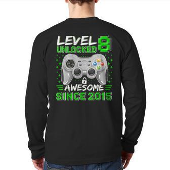 Level 8 Unlocked Awesome 2015 Video Game 8Th Birthday Gamer Back Print Long Sleeve T-shirt - Monsterry