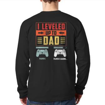 I Leveled Up To Dad 2022 Soon To Be Dad Est 2022 Ver2 Back Print Long Sleeve T-shirt | Mazezy