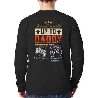 I Leveled Up To Daddy 2023 Fathers Day Soon To Be Dad Back Print Long Sleeve T-shirt | Mazezy
