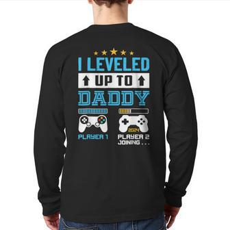 I Leveled Up To Daddy 2024 Soon To Be Dad 2024 Back Print Long Sleeve T-shirt | Mazezy